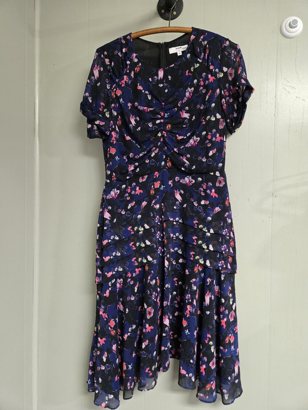 Jason Wu Dress Womens 10 Multicolor Fit & Flare Midi Puff Sleeve Crepe